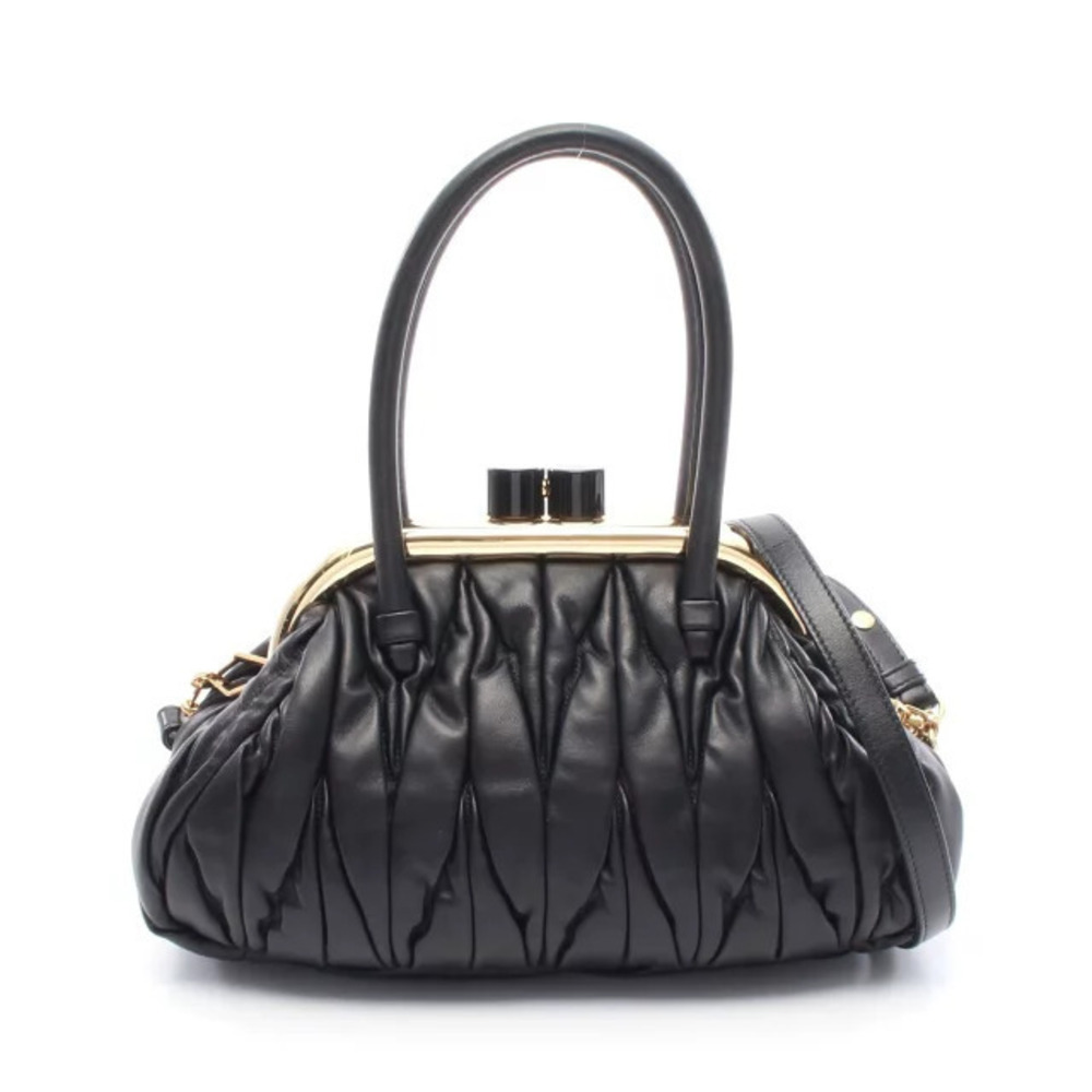 Miu Miu Matelasse Belle Handbag Leather Black